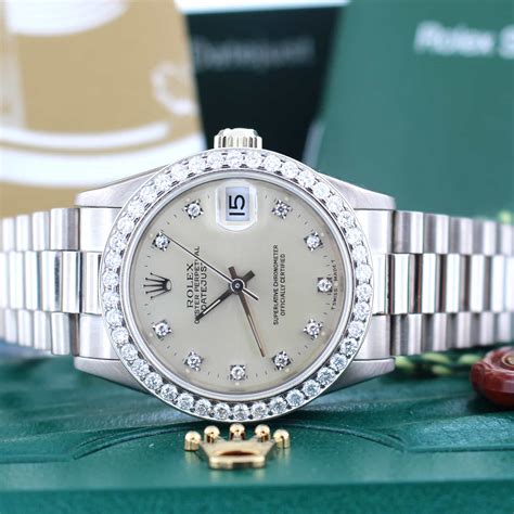 midsize rolex president white gold|rolex president watch price.